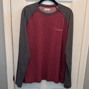 Columbia Men's Burgundy and Charcoal Long Sleeve Shirt
